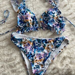 SHEIN Floral Bikini - Blue, Purple, Yellow